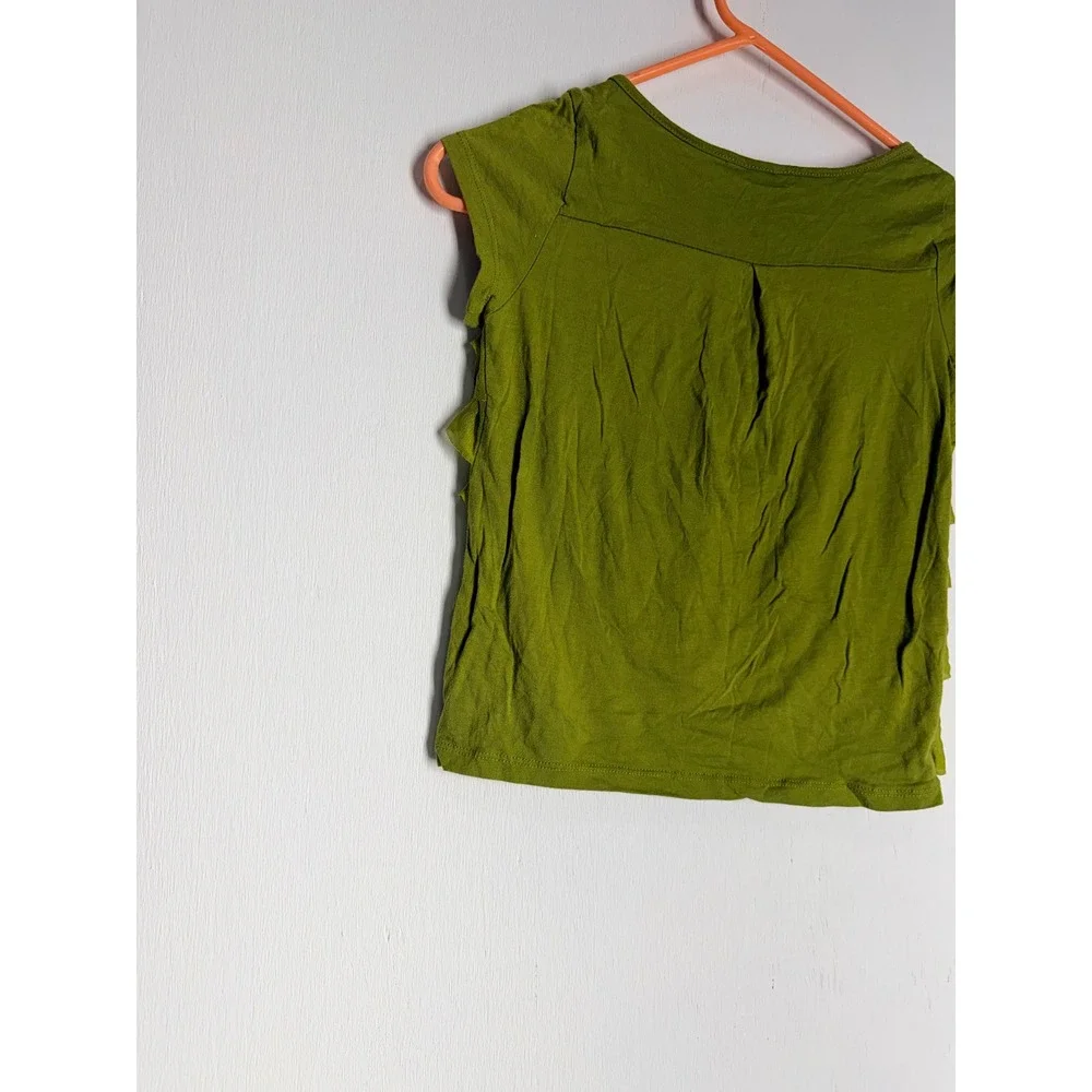 Forever 21 Girls Olive Green Ruffle Front Short Sleeve Top Size M 9/10